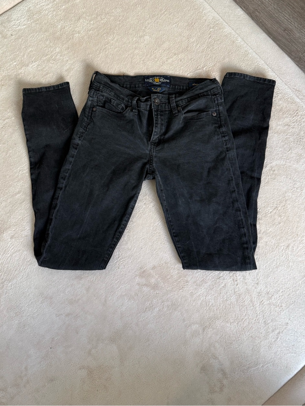 Lucky Brand Distressed Black Wash Sofia Skinny Jean 4/27